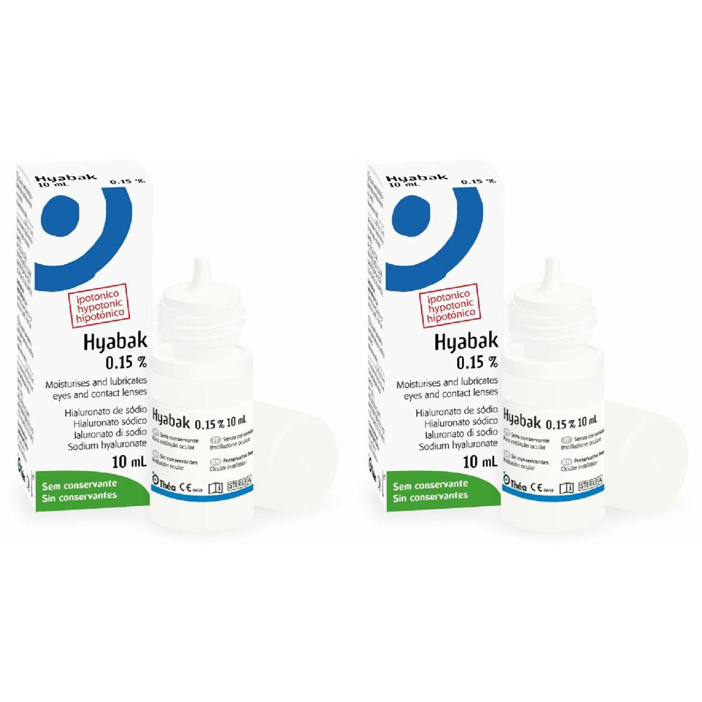 Hyabak 0.15% Ialuronato di sodio Set da 2 2x10 ml Gocce oftalmiche