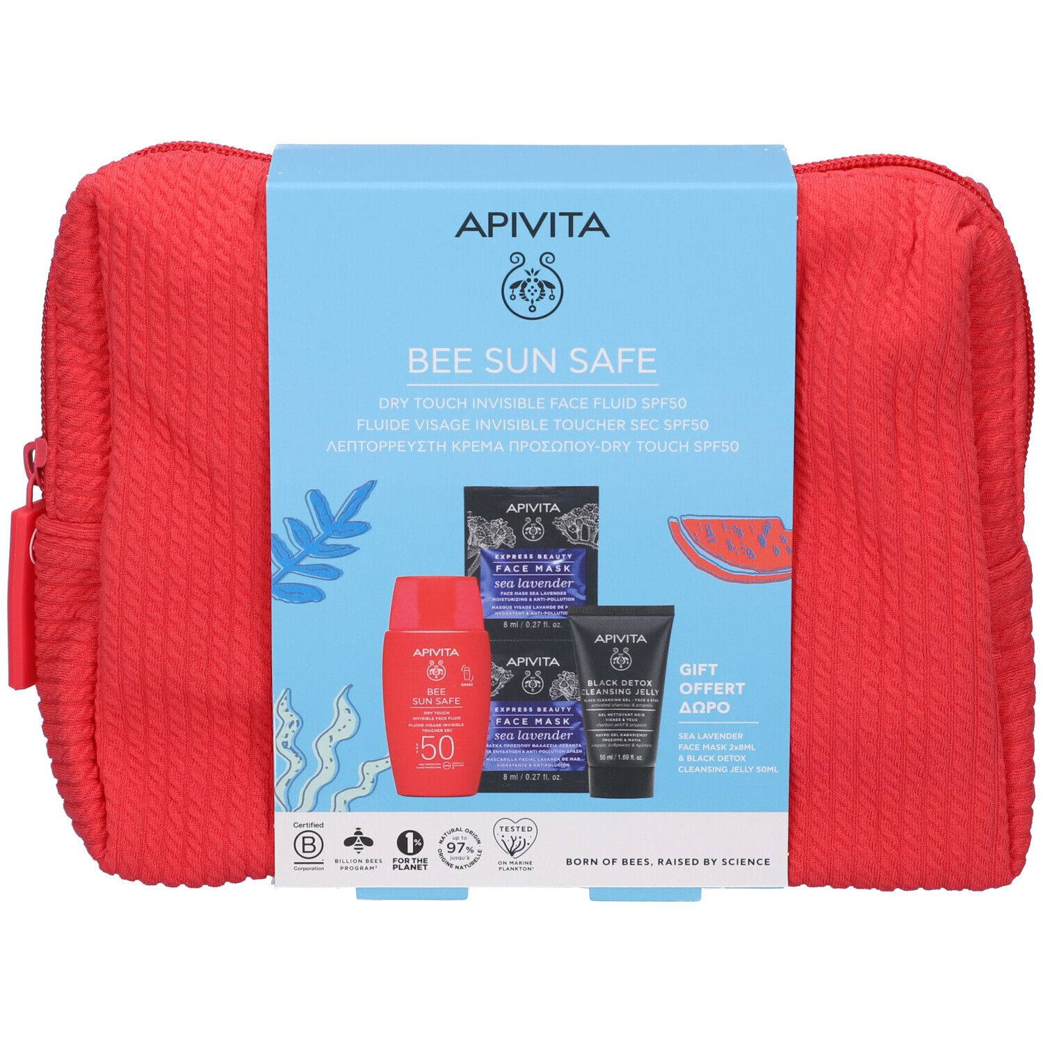 Apivita Set Fluido Viso Dry Touch - SPF 50 + Maschera Idratante e Anti
