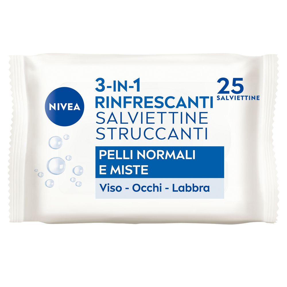 Nivea Salviettine Struccanti 3in1 Rinfrescanti 25 Pezzi, Salviette str