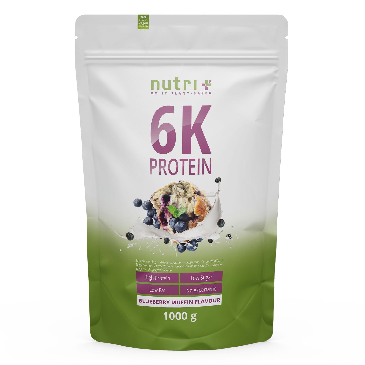Nutri+ 6K Polvere di Proteine 1kg - Frullato senza Whey 1000 g
