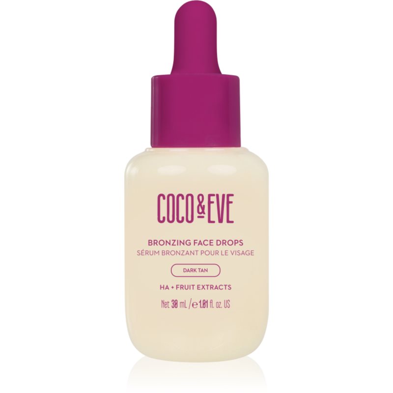 Coco & Eve Sunny Honey Bronzing Face Drops Gocce Autoabbronzanti Per Il Viso Dark Tan (New) 30 Ml