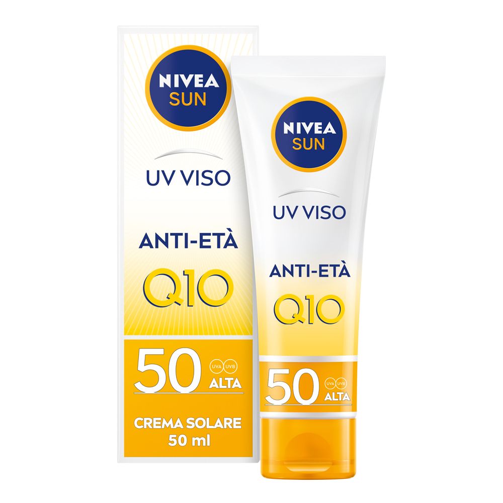 Nivea Sun UV Viso Anti-Età FP50 50 ml, Crema solare viso antirughe e a