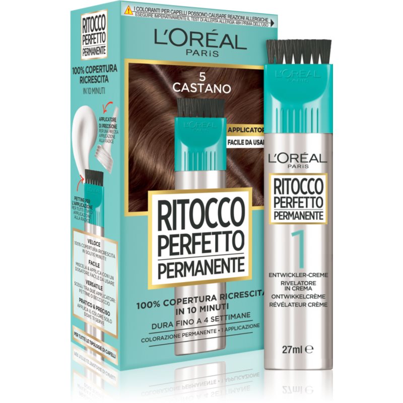 L’Oréal Paris Ritocco Perfetto Permanente Colore Per Coprire La Ricrescita Con Applicatore Colore 2 Black 1 Pz