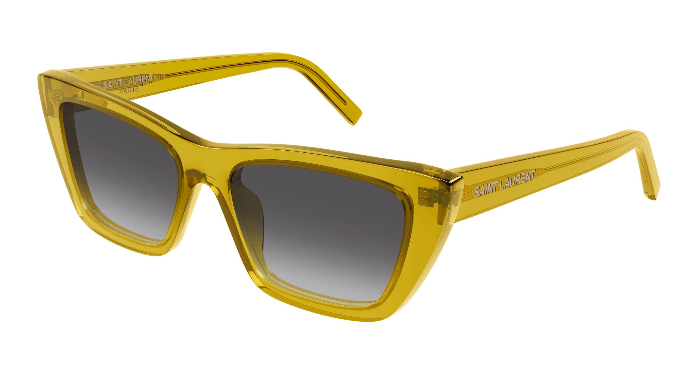 Saint Laurent Donna Sl 276 Mica 062 Occhiali Da Sole Acetato Giallo Fumo Cat Eye