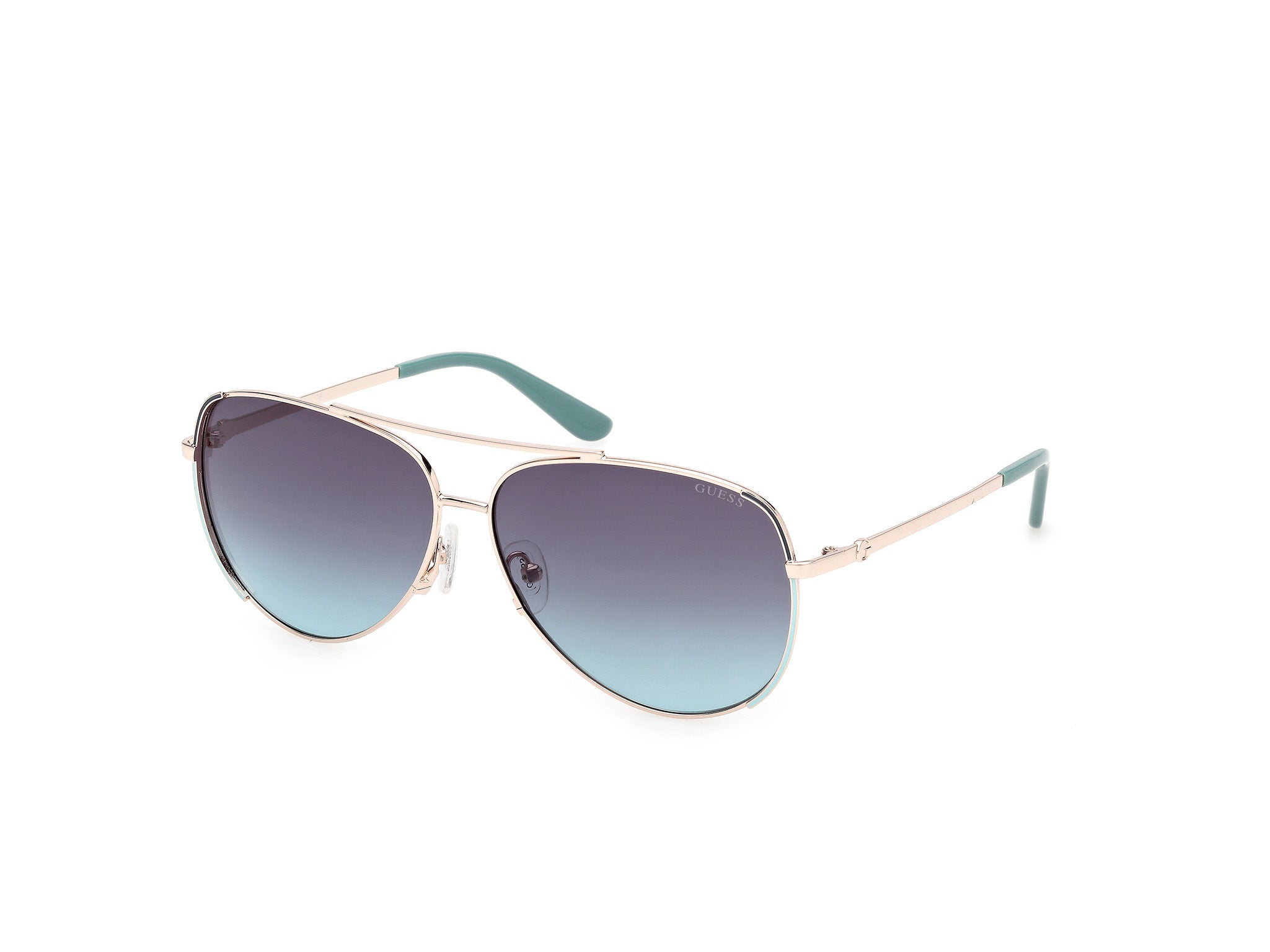 Guess Donna Gu00193 33W Occhiali Da Sole Metallo Oro Blu Pilot Normale