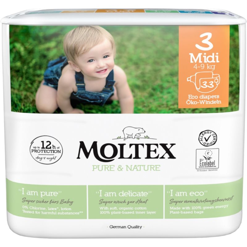 Moltex Pure & Nature Midi Size 3 Pannolini Eco Usa E Getta 4-9 Kg 33 Pz