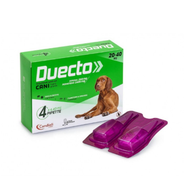 Candioli pharma duecto spot on 4 pipette per cani - 20 - 40 kg - antiparassitario per cani - spedizione gratis 1° ordine + scegli lo sconto bzr5 / bzr