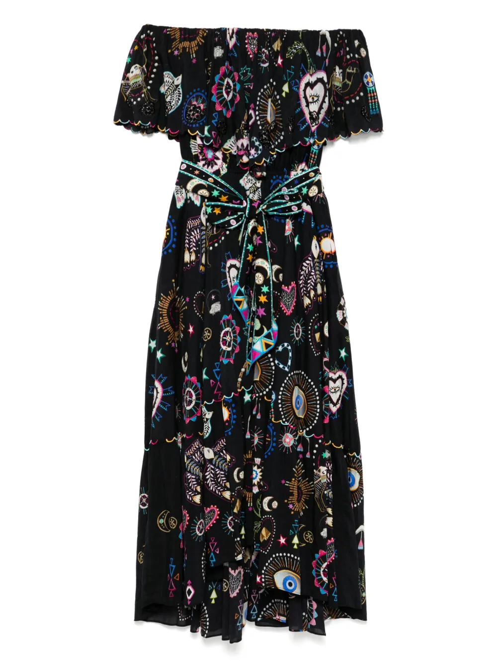 Camilla The Nubian Nights Shoulder Frill dress - Nero