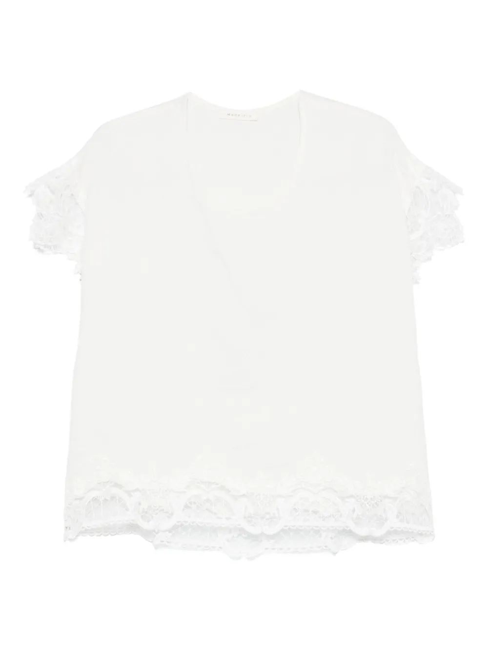 MAURIZIO MYKONOS corded lace-trim blouse - Bianco