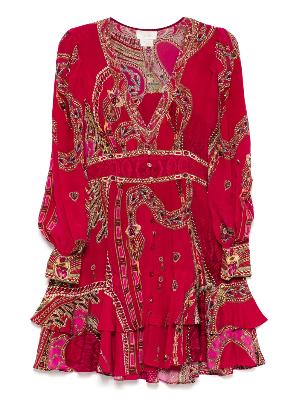 Camilla Kissed By A Cobra Button Front Frill dress - Rosso