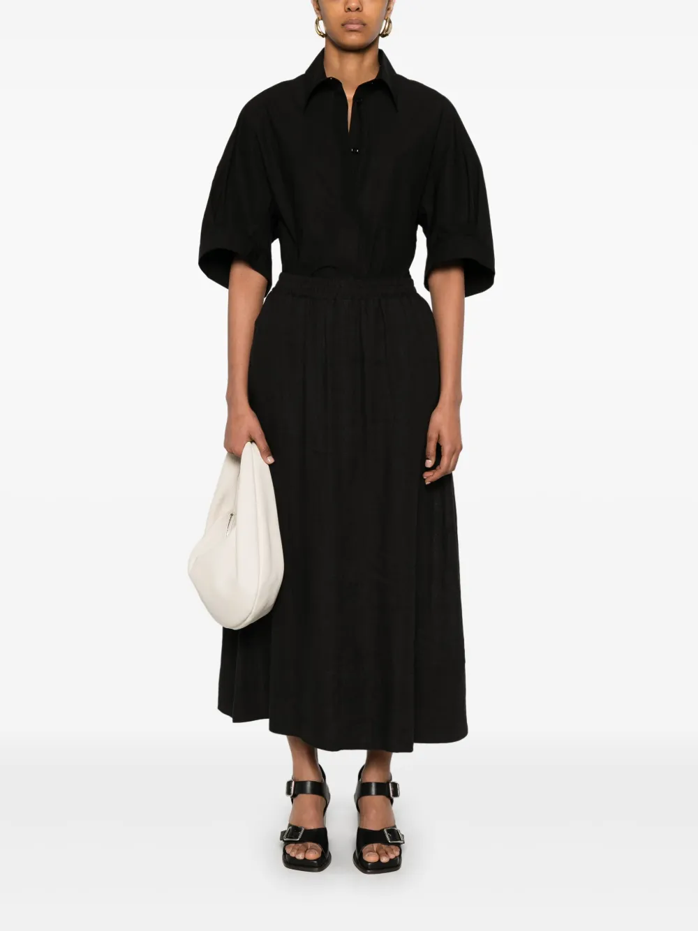 kaos linen midi skirt - Nero