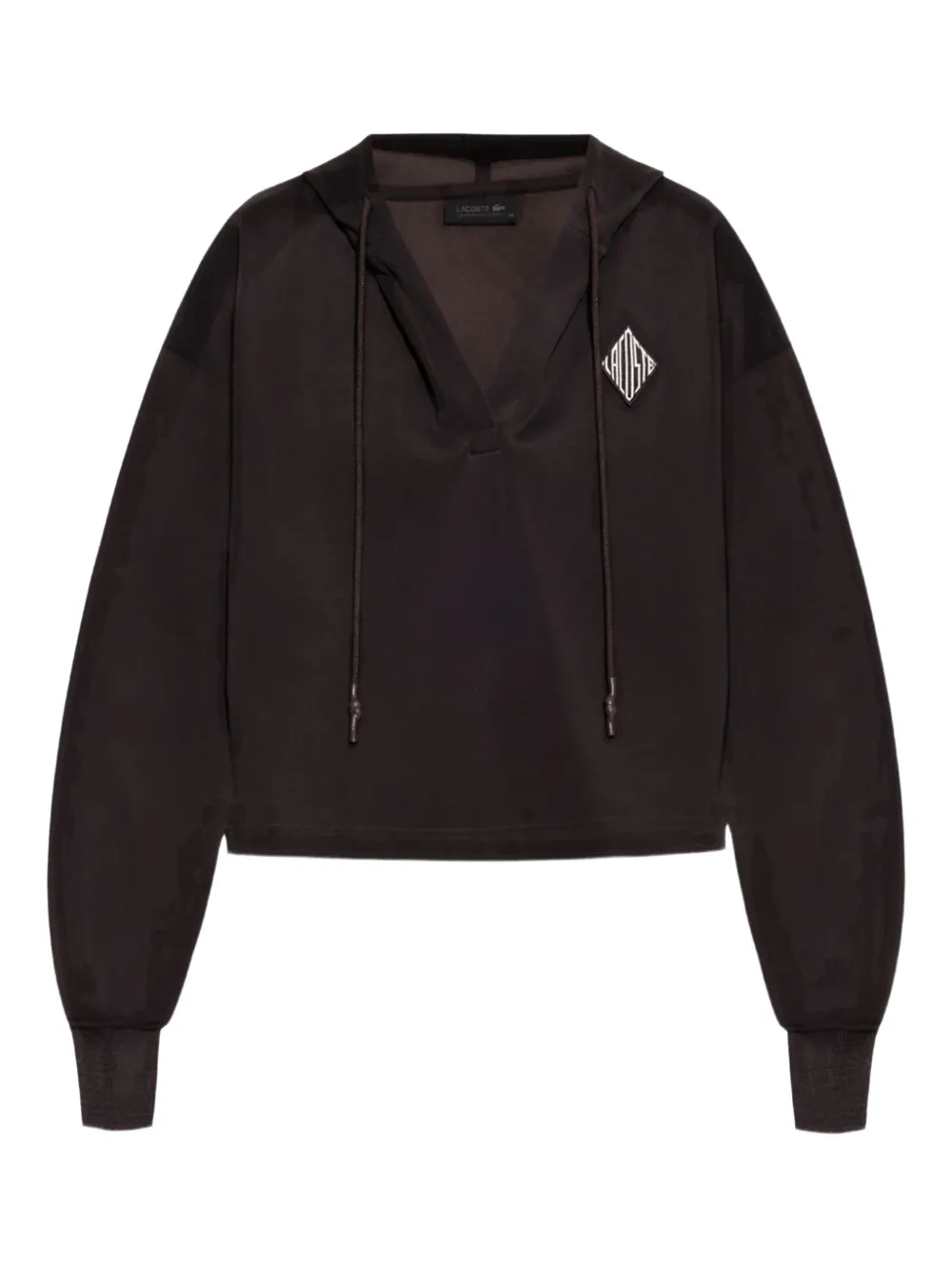Lacoste logo-patch hoodie - Marrone