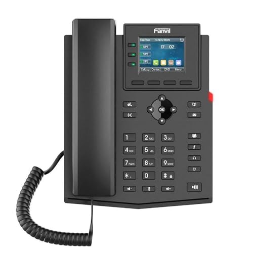 Fanvil X303P Téléphone Fixe Noir 4 Lignes Lcd