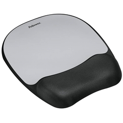 Mousepad con poggiapolso in schiuma Fellowes - argento