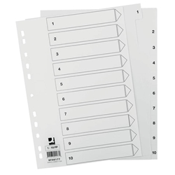 Divisore numerico Q-Connect bianco 22 5x29 7 cm ppl 1-10 KF00177
