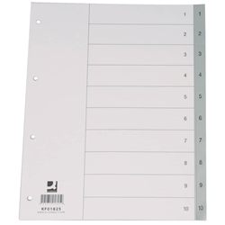 Divisore numerico Q-Connect grigio 22 5x29 7 cm ppl 1-10 KF01825