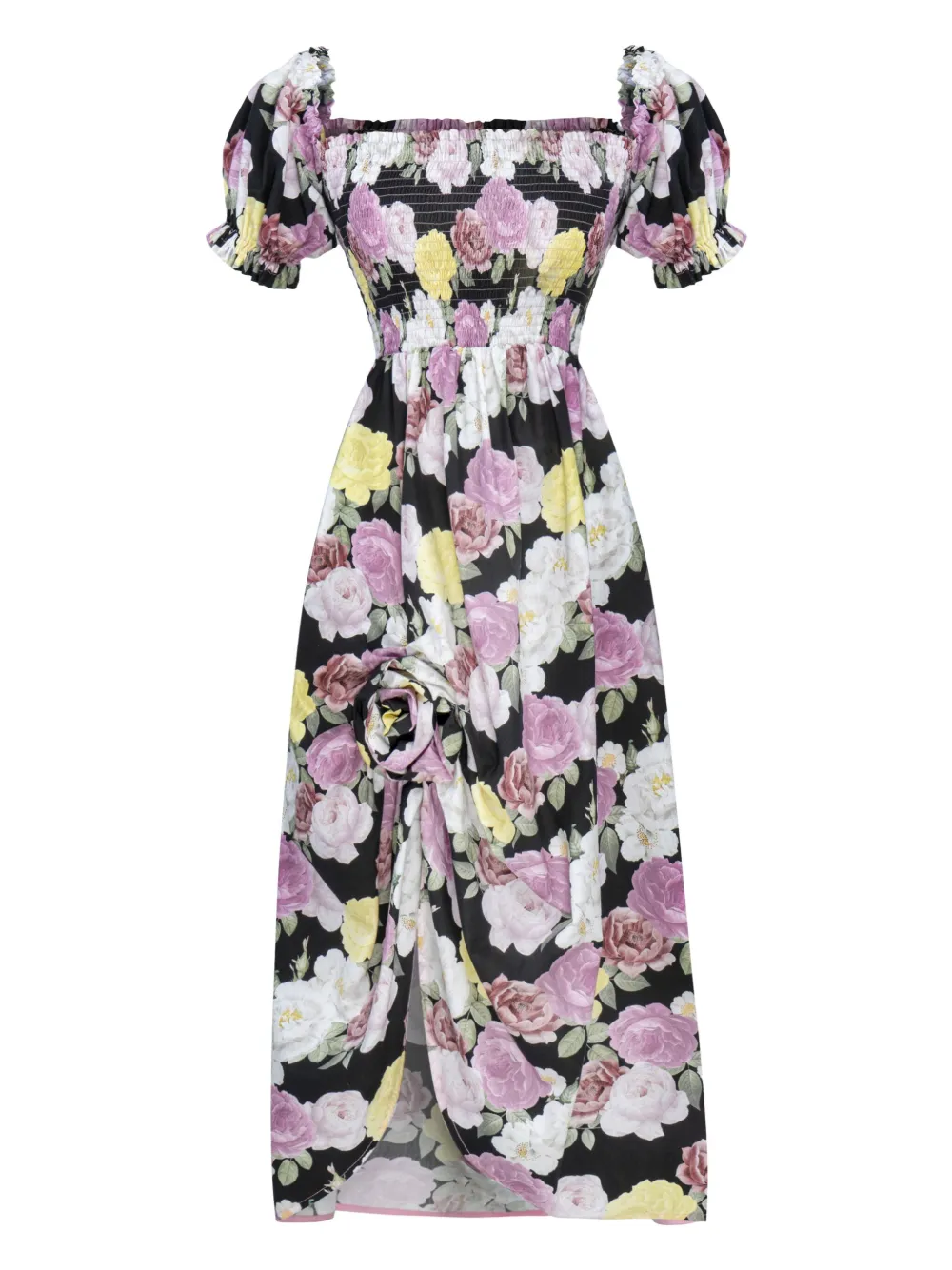 Sleeper Belle floral-print off-shoulder dress - Nero