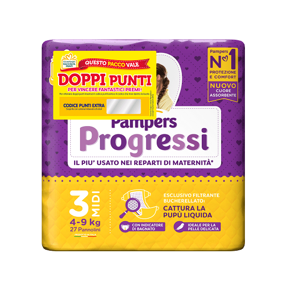 Pampers Progressi Midi Taglia 3 27 Pannolini 4-9 Kg