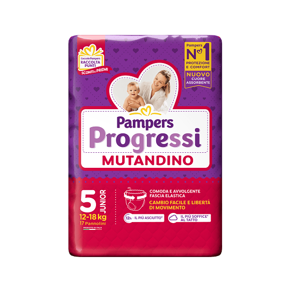 Pampers Progressi Mutandino Taglia 5 Junior 12-18 Kg 17 Pannolini