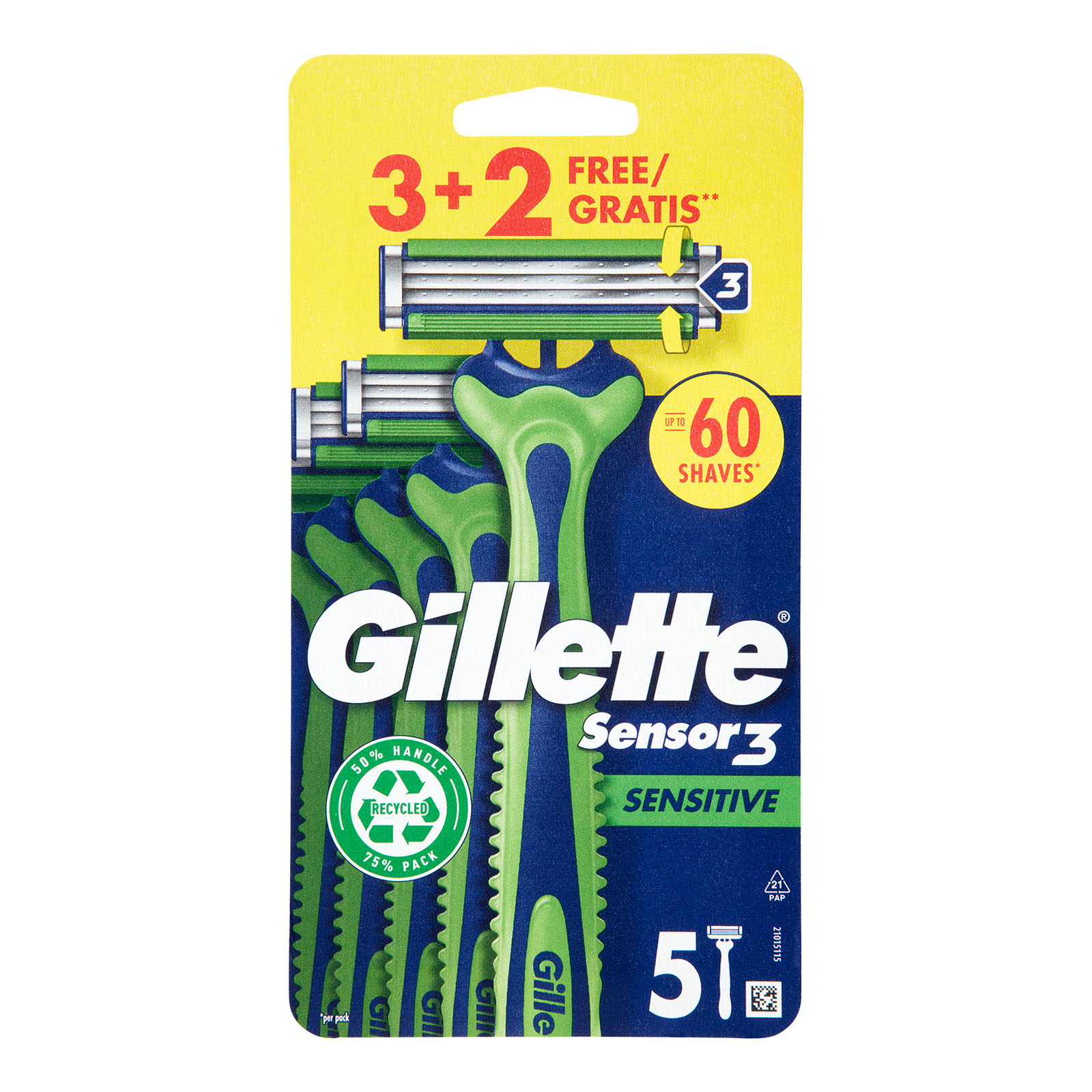 Sensor 3 Sensitive Rasoio Da Uomo Usa E Getta, 3 Rasoi + 2 Gratis