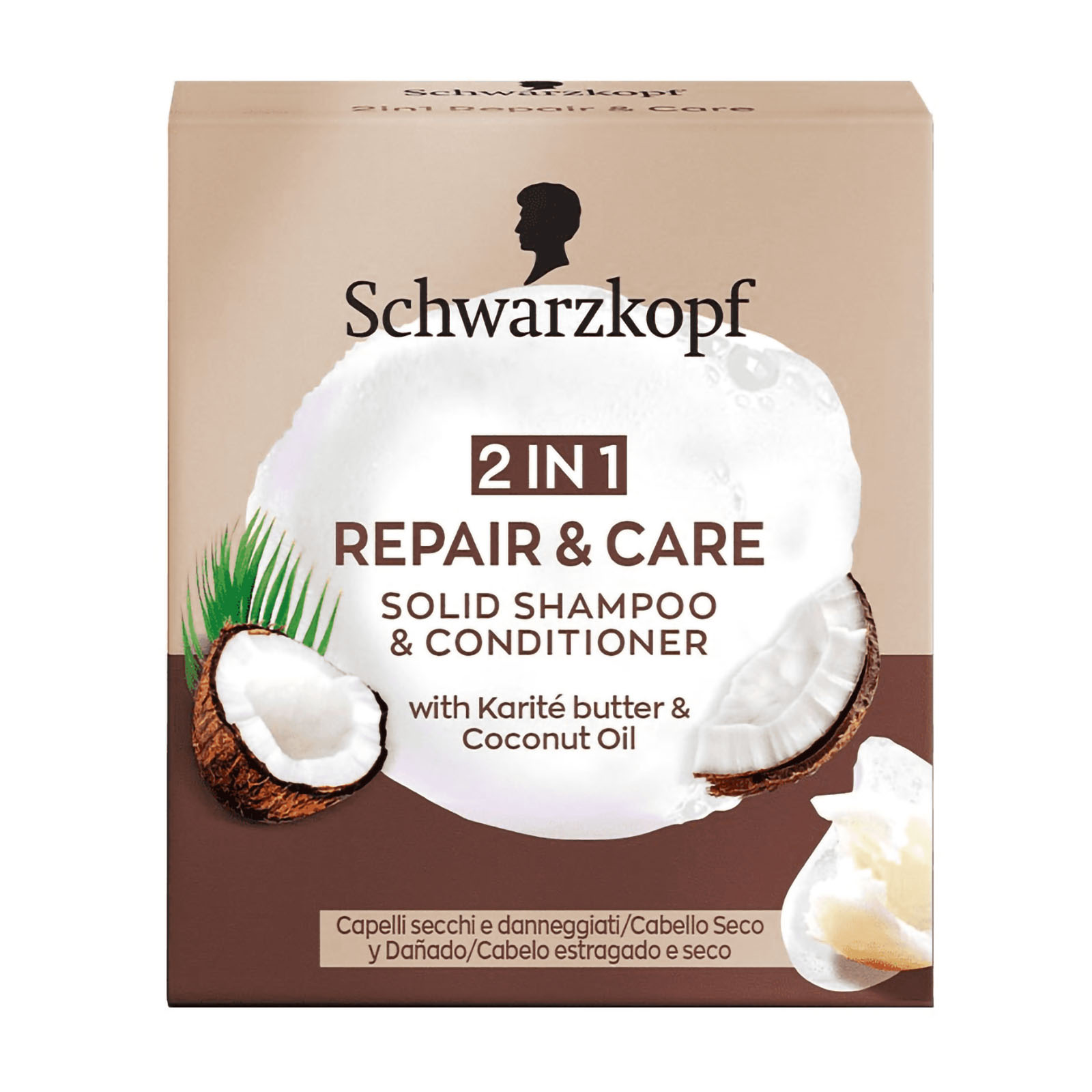 2 In 1 Repair & Care Capelli Secchi E Danneggiati - Shampoo Balsamo Solido 60 gr