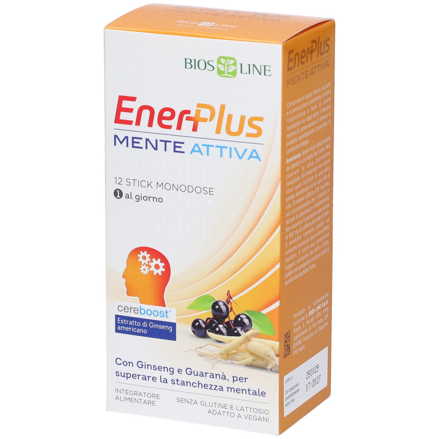 Bios Line EnerPlus Mente Attiva Stick Monodose 120 ml Soluzione orale