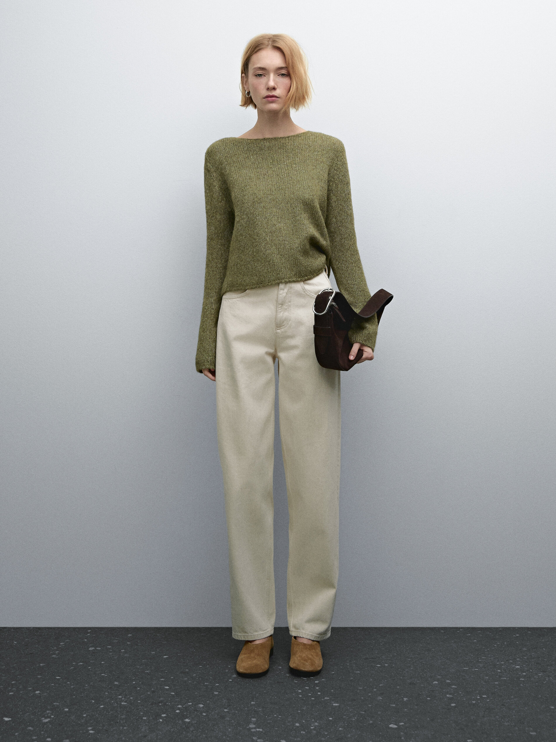 Maglia Mélange In Alpaca - Verde - L - Massimo Dutti - Femminile