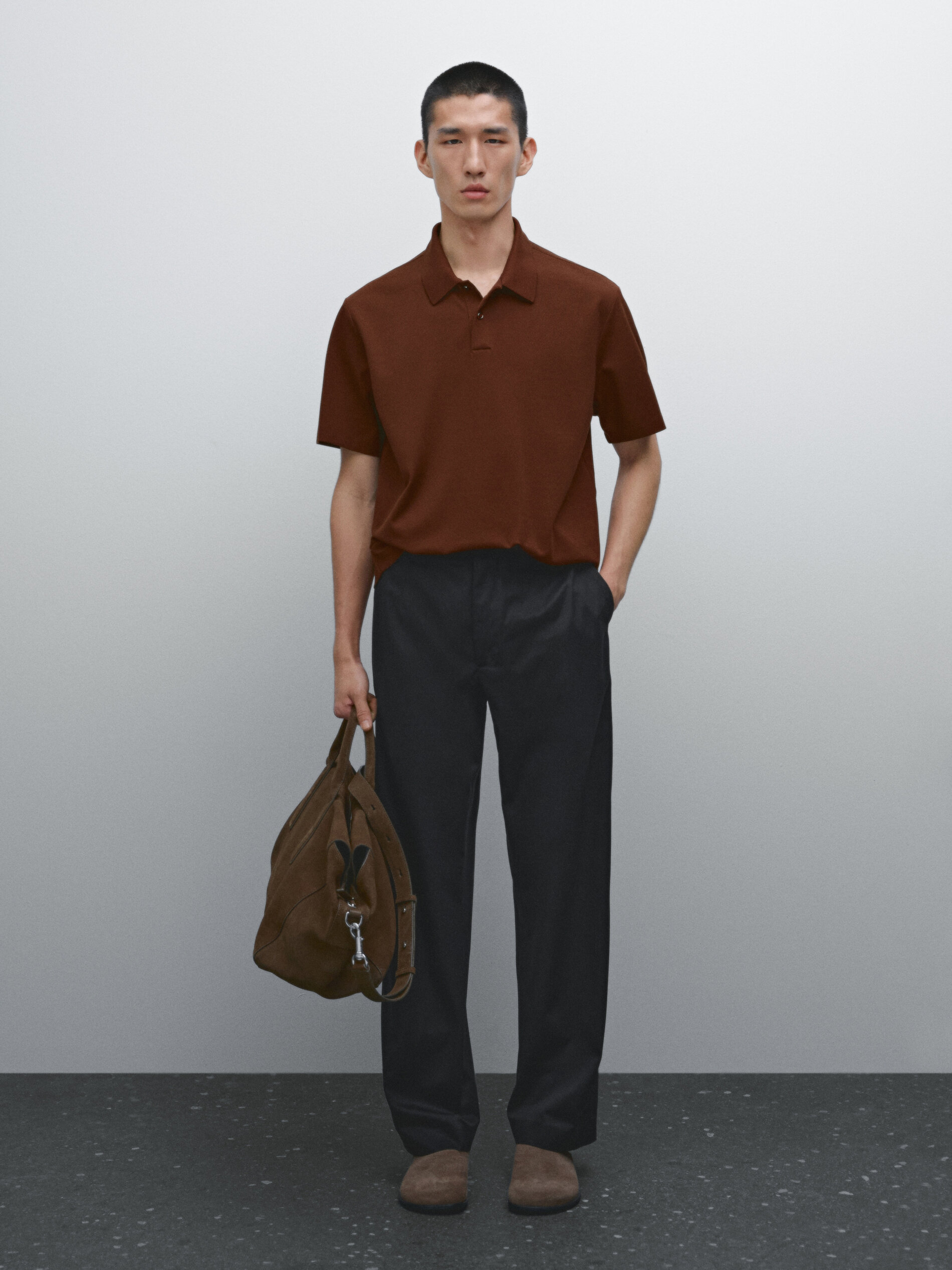 Polo Slim Fit Microstrutturata In Cotone - Terracotta - Xl - Massimo Dutti - Maschile