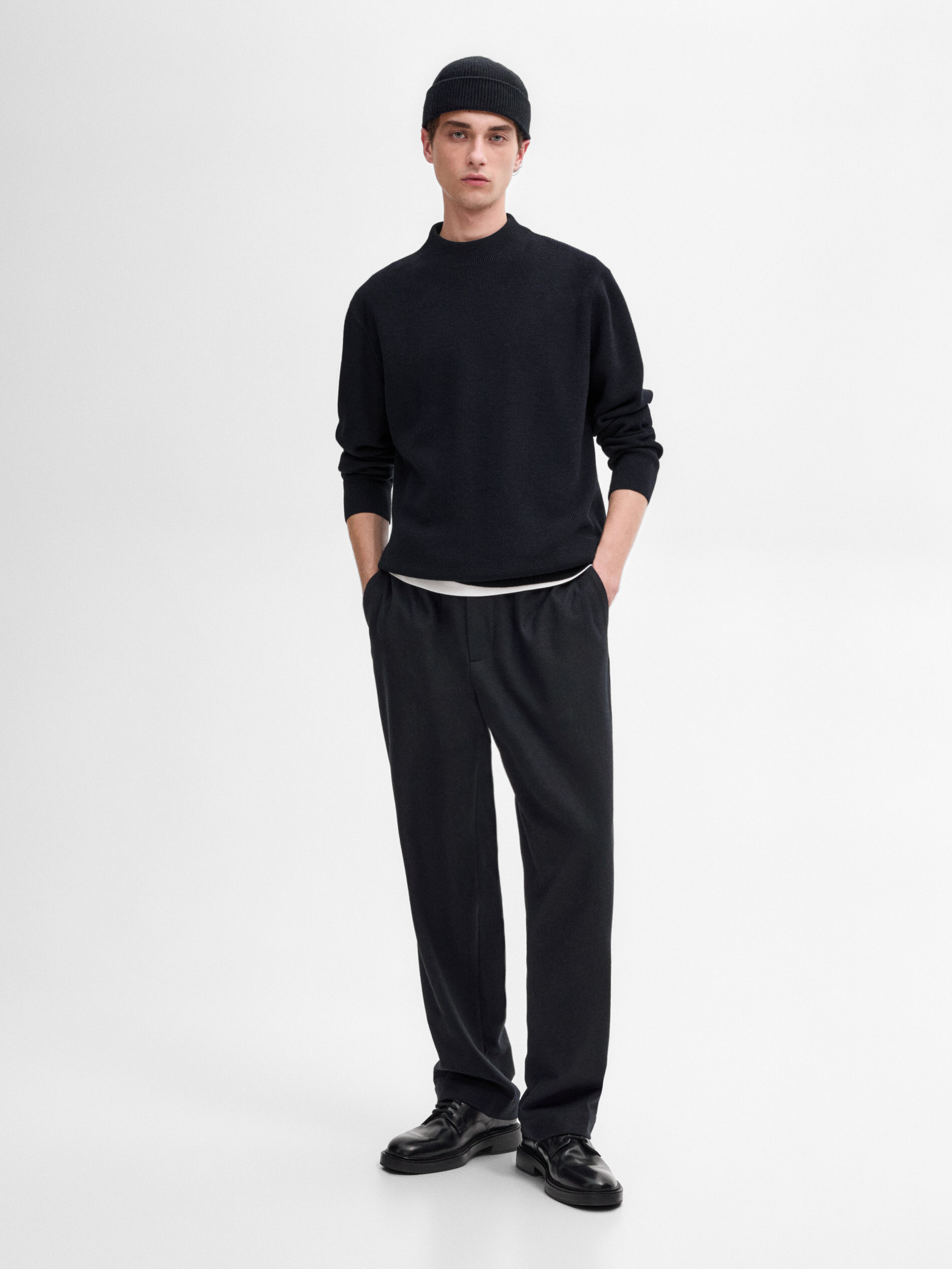 Maglia Con Mezzo Collo - Blu Marino - Xl - Massimo Dutti - Maschile