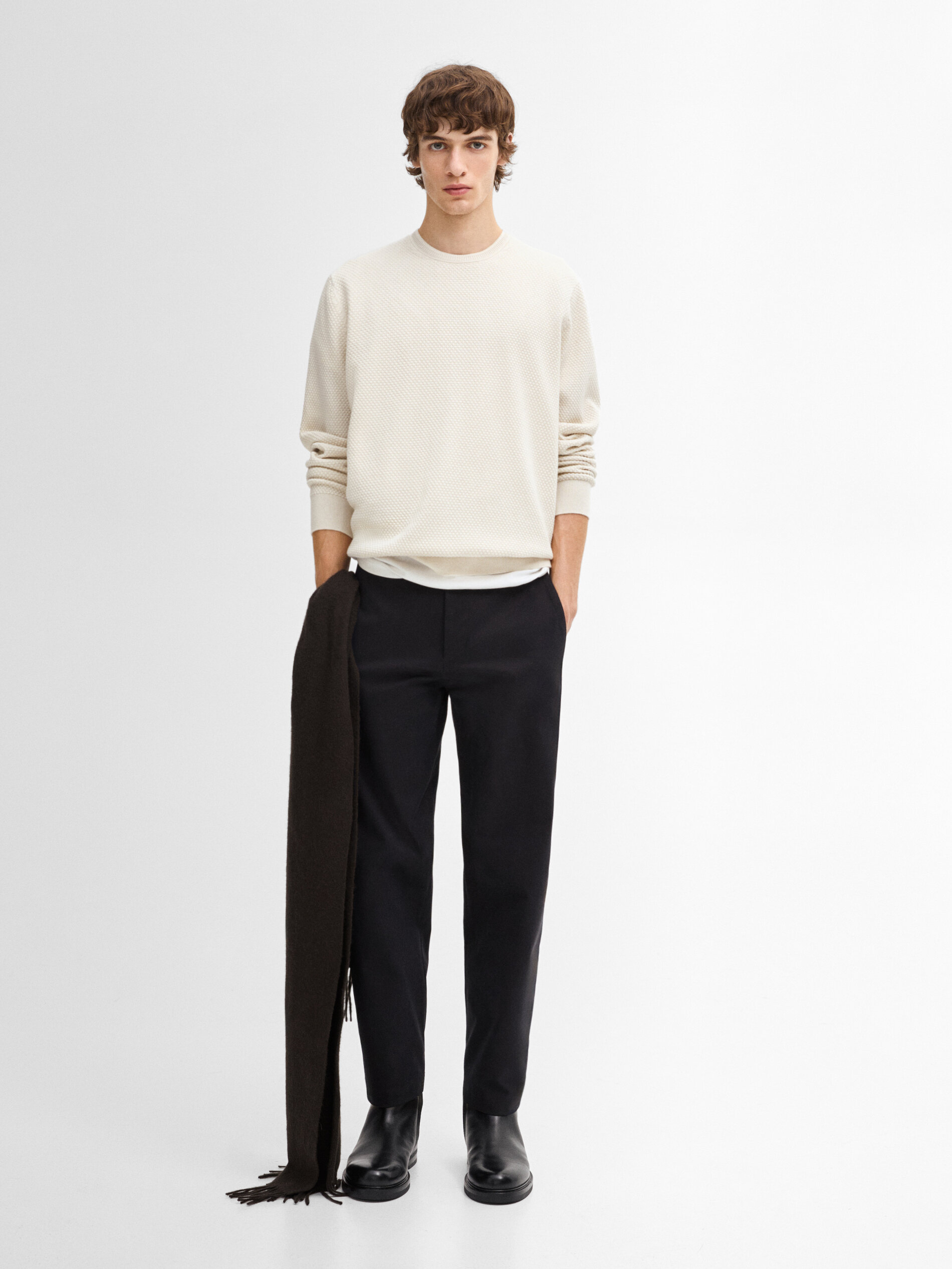 Maglia Lavorata In Misto Cotone - Beige - M - Massimo Dutti - Maschile