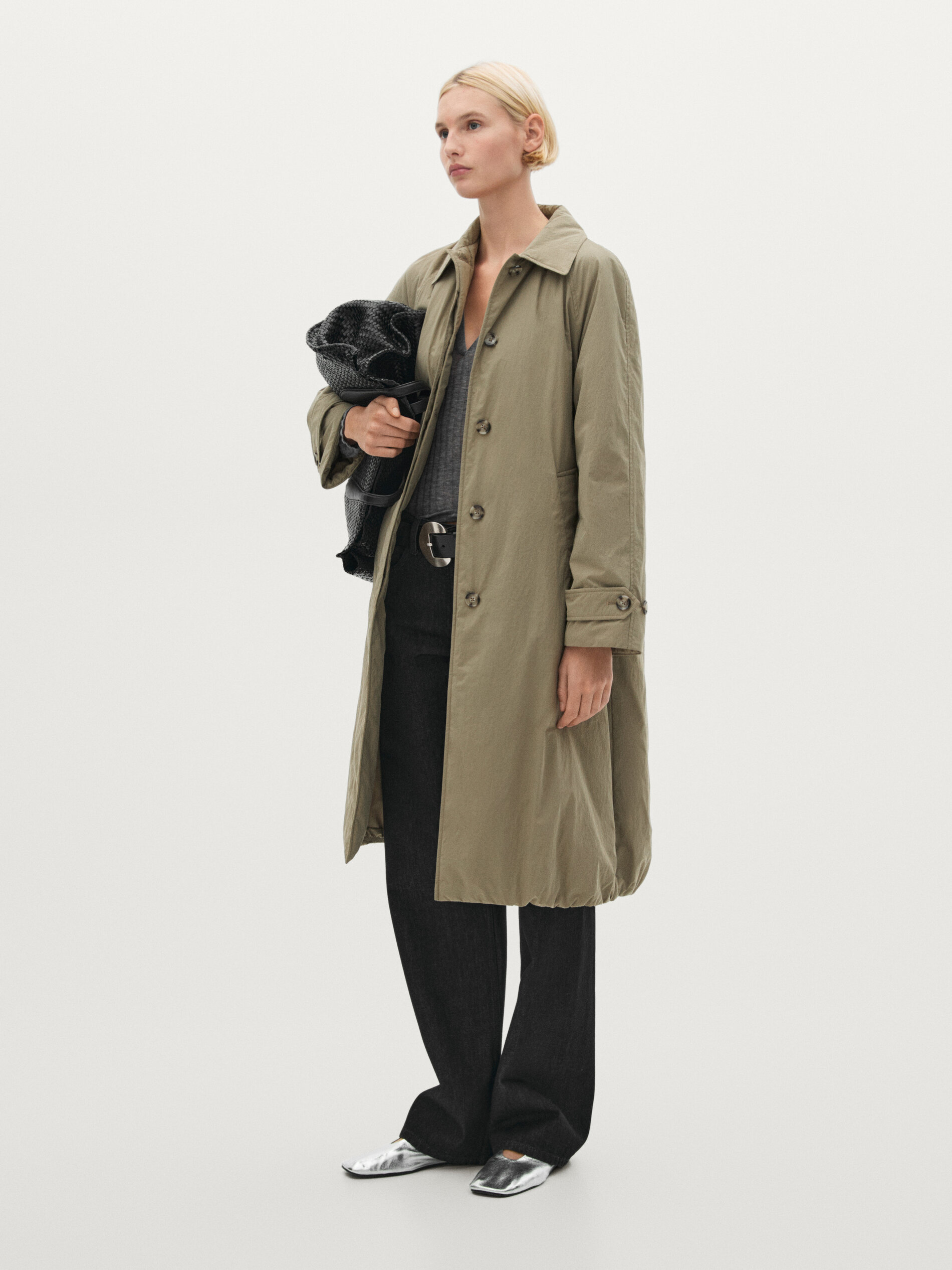 Trench Lungo Imbottito Leggero - Beige - M - Massimo Dutti - Femminile