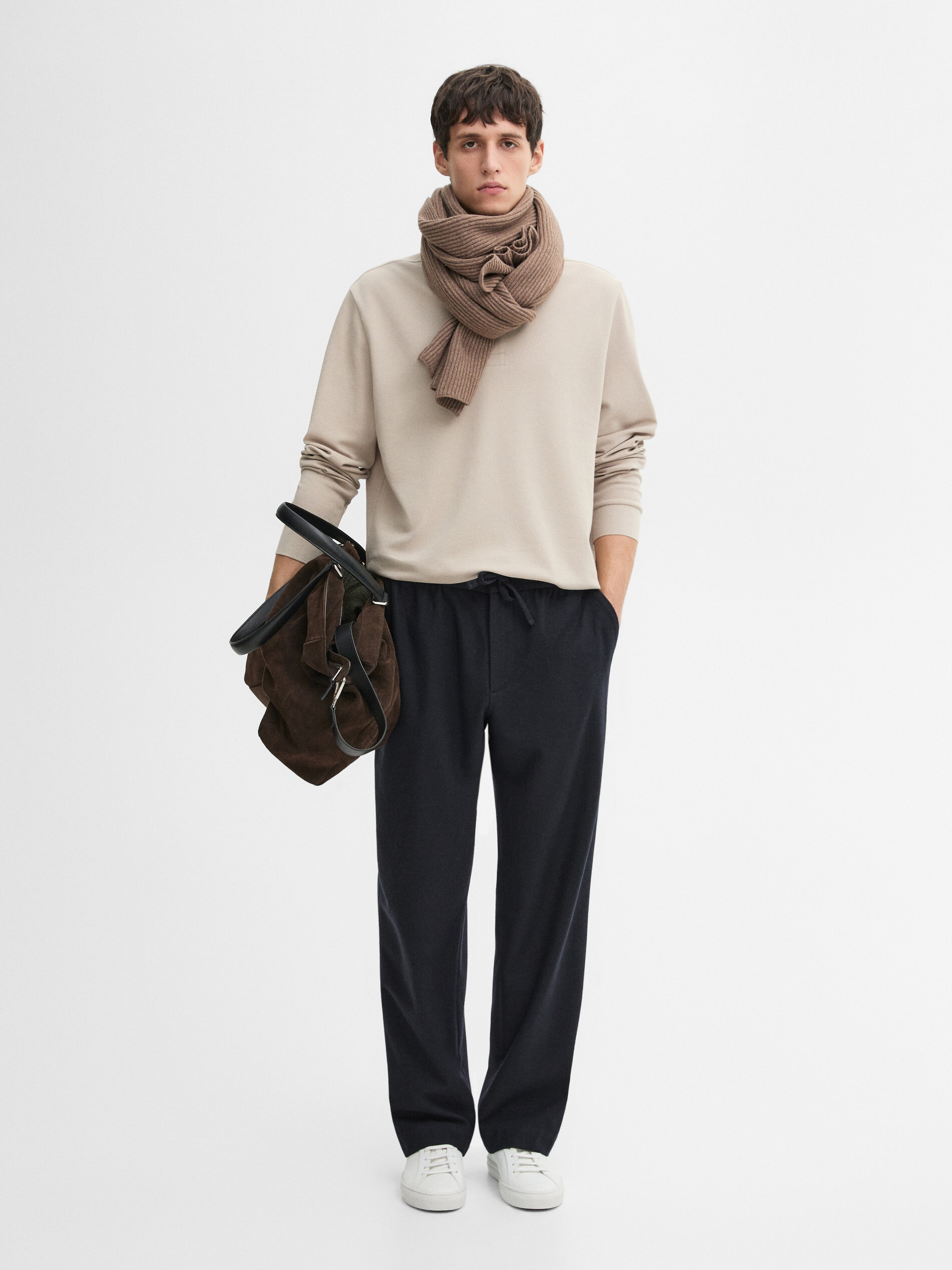 Maglia A Polo Misto In Cotone - Ecru - Xl - Massimo Dutti - Maschile