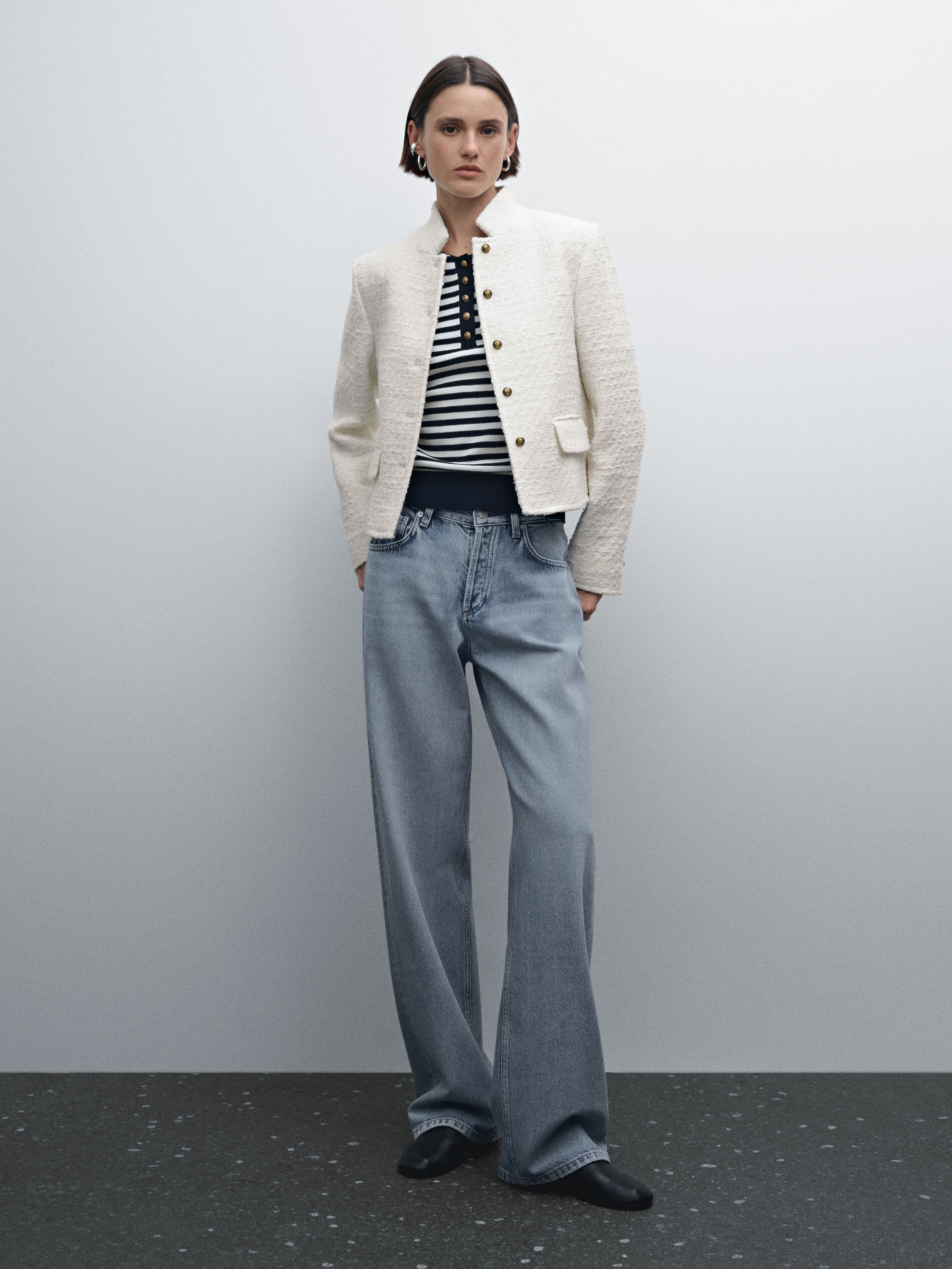 Giacca Corta In Misto Lana - Ecru - L - Massimo Dutti - Femminile