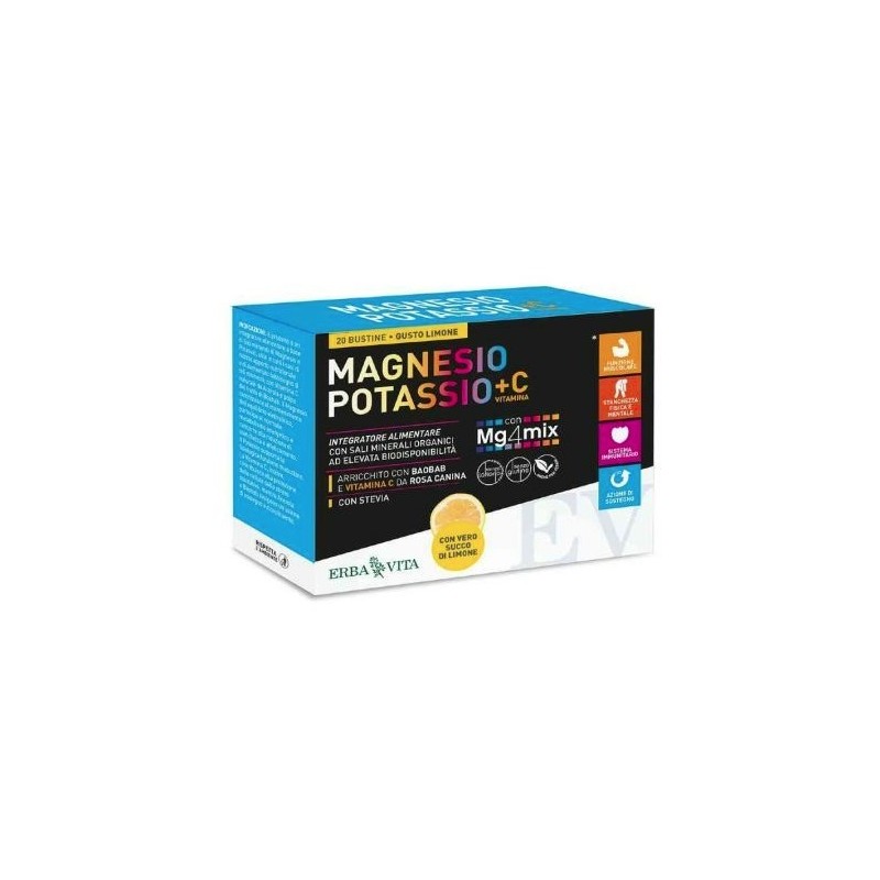 Erba Vita - Erba Vita Group Magnesio Potassio +c Vitamina Gusto Limone 20 Bustine Da 3,8 G