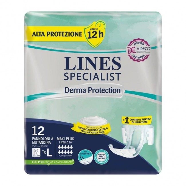 Fater - Lines Specialist Derma Protection Pannolone A Mutandina Taglia L Maxi Plus - 12 Pezzi