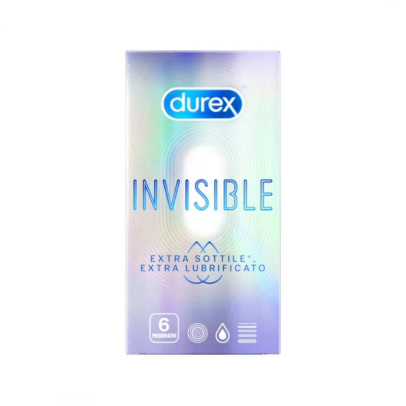 Reckitt Benckiser - Durex Invisible Extra Lubrificato Vestibilità Regular - 6 Pezzi