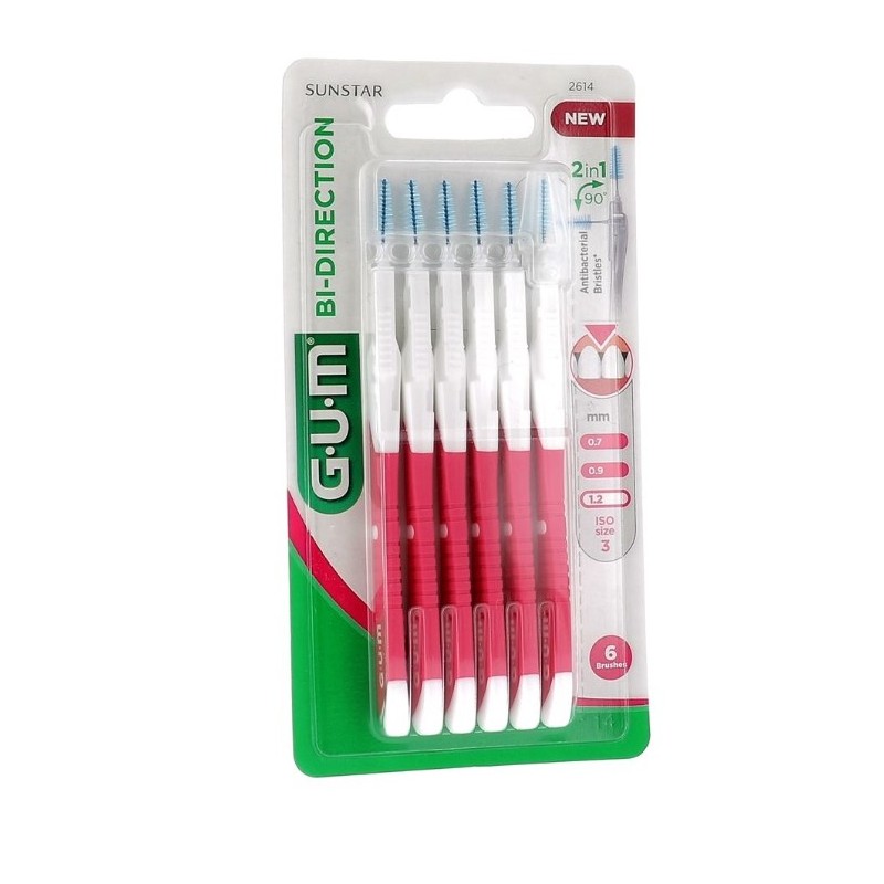 Gum - Sunstar Italiana Gum Bi-direction Scovolini Punta Fine 2614 6 Pezzi