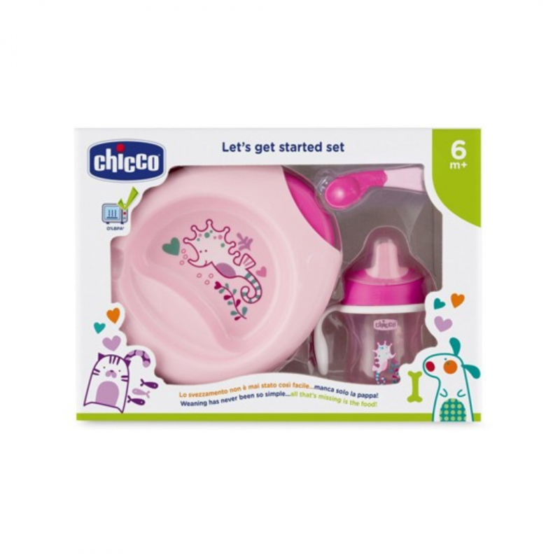 Chicco - Chicco Set Da Pappa 6+ Mesi Colore Rosa - 3 Pezzi