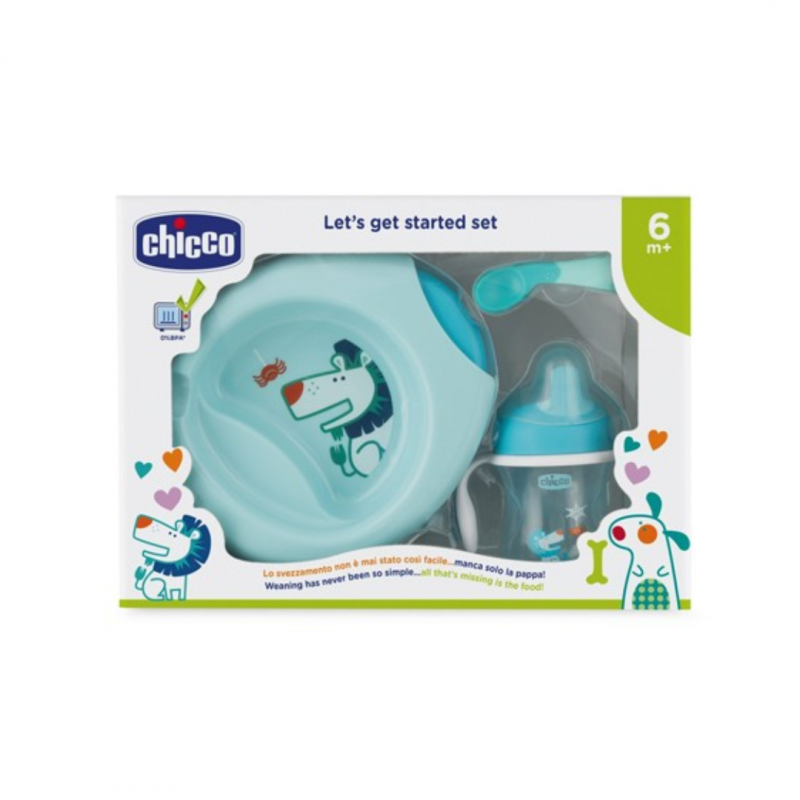 Chicco - Chicco Set Da Pappa 6+ Mesi Colore Azzurro - 3 Pezzi