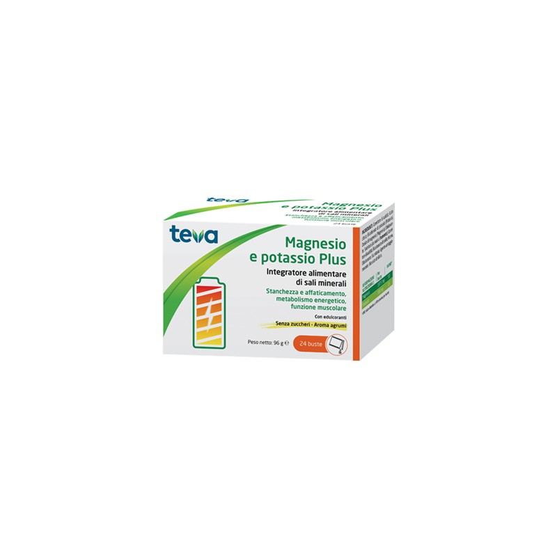Teva - Teva Italia Magnesio Potassio Plus Teva 24 Bustine Senza Zuccheri Aroma Agrumi