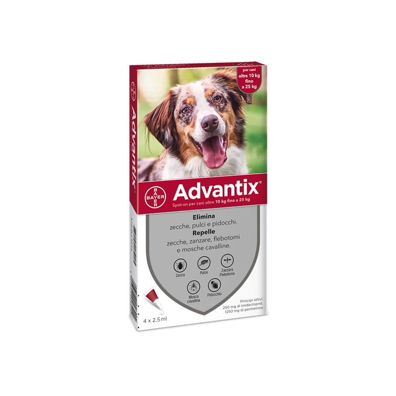 Bayer Div. Animale - Advantix Spot-on Per Cani Oltre 10 Kg Fino A 25 Kg 4 Pipette