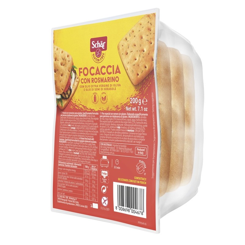 Schar - Dr. Schar Schar Focaccia Con Rosmarino Senza Lattosio 200 G