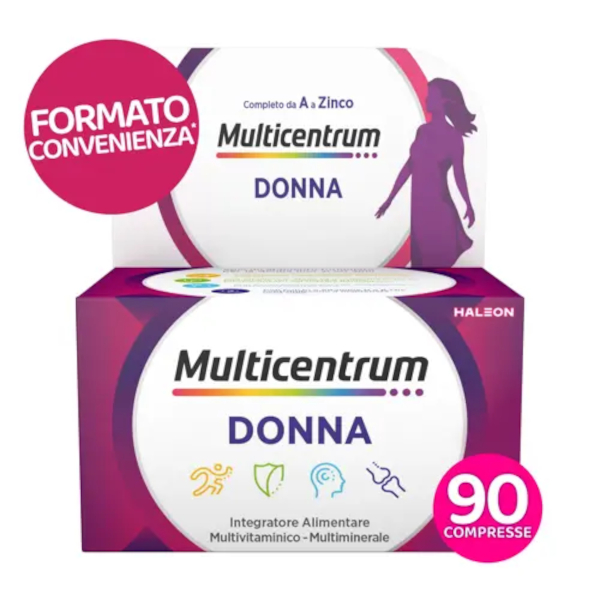 Multicentrum Donna Integratore Multivitaminico Completo Per Donne Fino Ai 50 Anni - Formato Convenienza 90 Compresse
