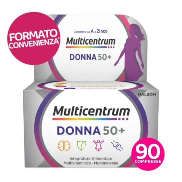 Multicentrum Donna 50+ Integratore Multivitaminico Completo Per Donne Oltre 50 Anni - Formato Convenienza 90 Compresse