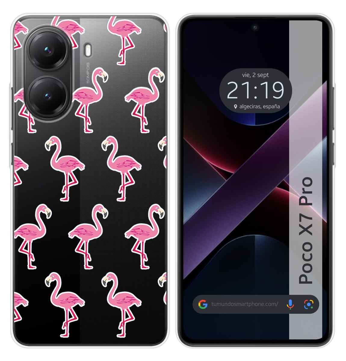 Cover Silicone Trasparente per Xiaomi Poco X7 Pro 5G Disegno Flamenco Disegni