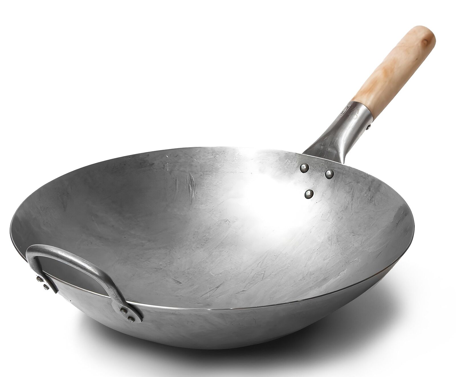 Craft Wok Wok Tradizionale in Acciaio al Carbonio Battuto a Mano con Manico in L