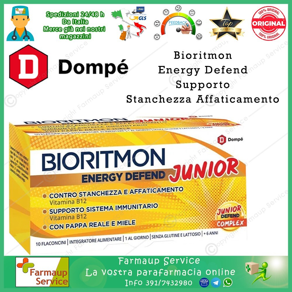 Dompè Bioritmon Energy Defend Junior  10 Flaconcini Stanchezza Immunitario
