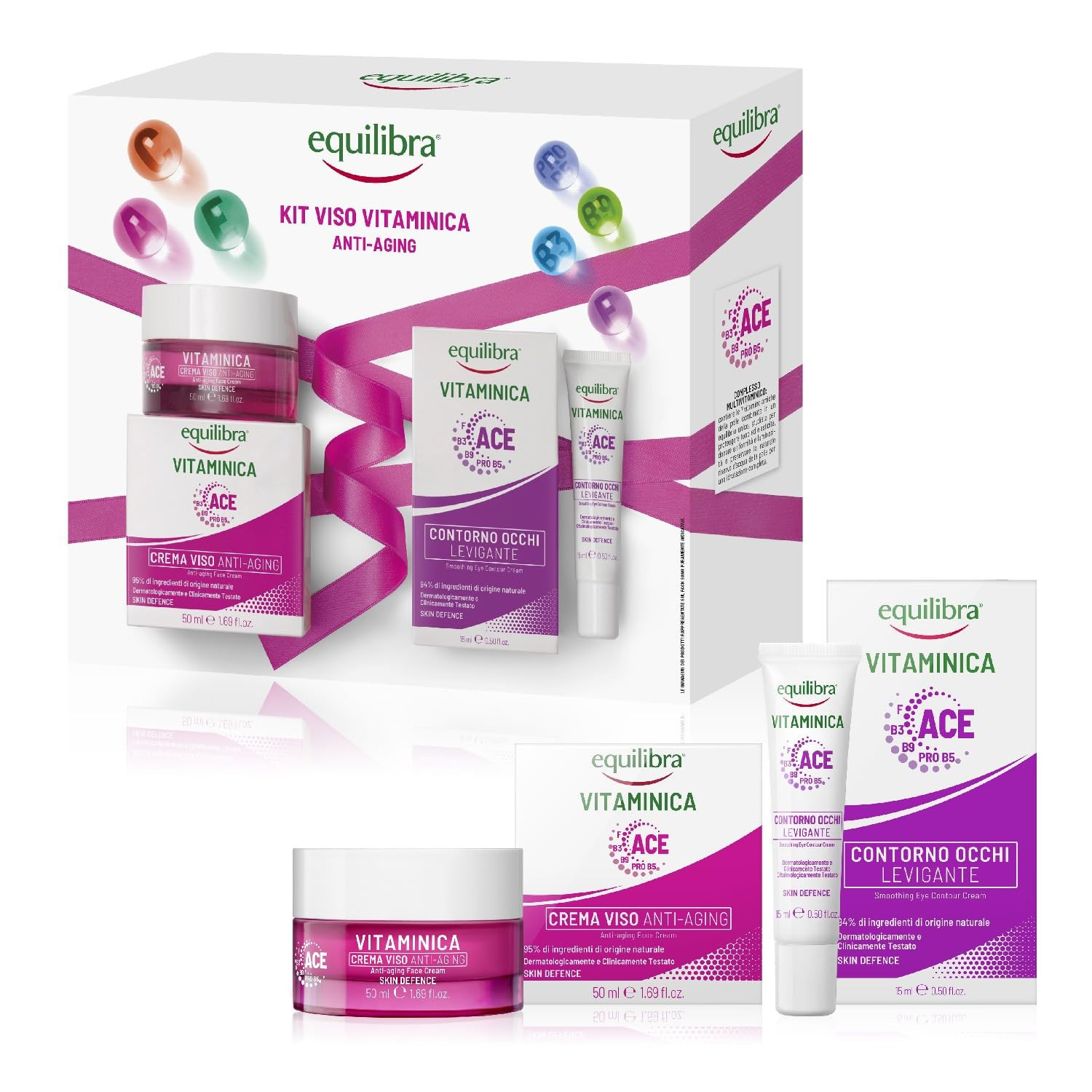 Equilibra Viso, Kit Viso Vitaminica Anti-Aging, Cofanetto con Crema Viso (s4F)