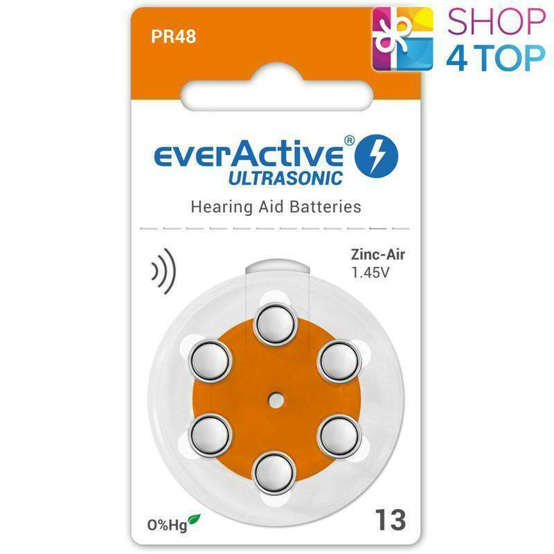 6 EverActive Ultrasuoni 13 PR48 Apparecchio Acustico batteries 1.45V Zinco Exp