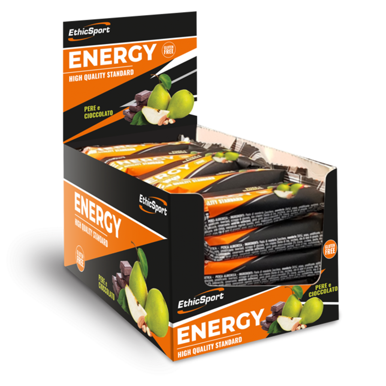 EthicSport Energy Barrette di Carboidrati Box 25 x 35 gr Gusto Pere e Cioccolato